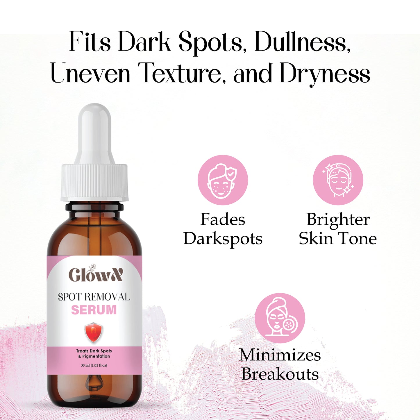 Glow X Spot Removal Serum, Dark Spot reduce for Pigmentation, 30ml (1 fl oz), Amber Glass Bottle with Dropper