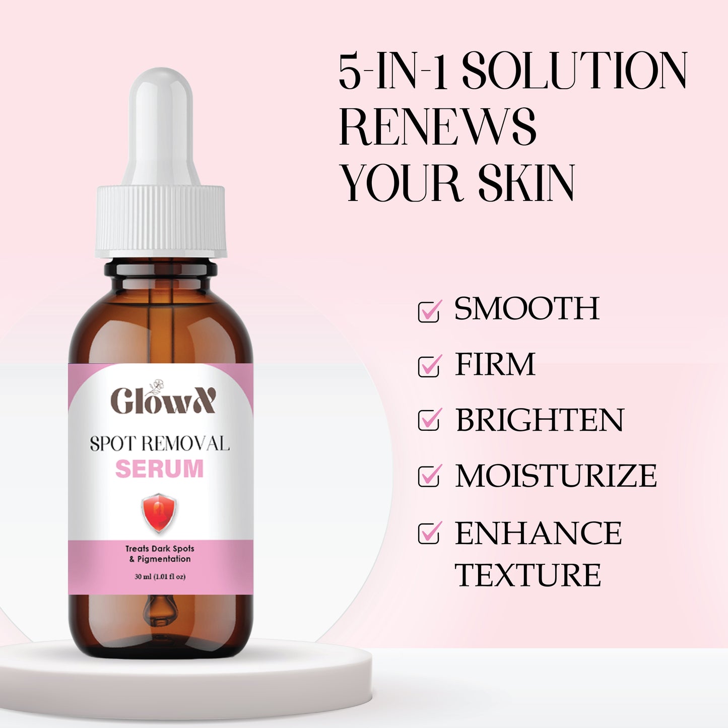 Glow X Spot Removal Serum, Dark Spot reduce for Pigmentation, 30ml (1 fl oz), Amber Glass Bottle with Dropper