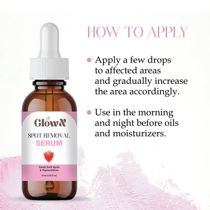 Glow X Spot Removal Serum, Dark Spot reduce for Pigmentation, 30ml (1 fl oz), Amber Glass Bottle with Dropper