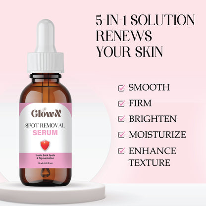 Glow X Spot Removal Serum, Dark Spot reduce for Pigmentation, 30ml (1 fl oz), Amber Glass Bottle with Dropper
