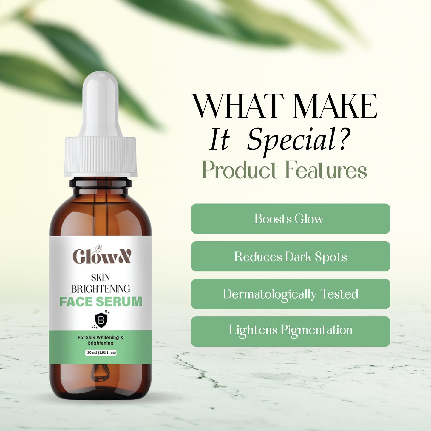 GlowX Skin Brightening Serum with 10% Niacinamide Serum with 0.3% Alpha Arbutin | Brightens skin, treats dullness, reduces tan | Lightweight, non-irritating & beginner-friendly formula|30ml